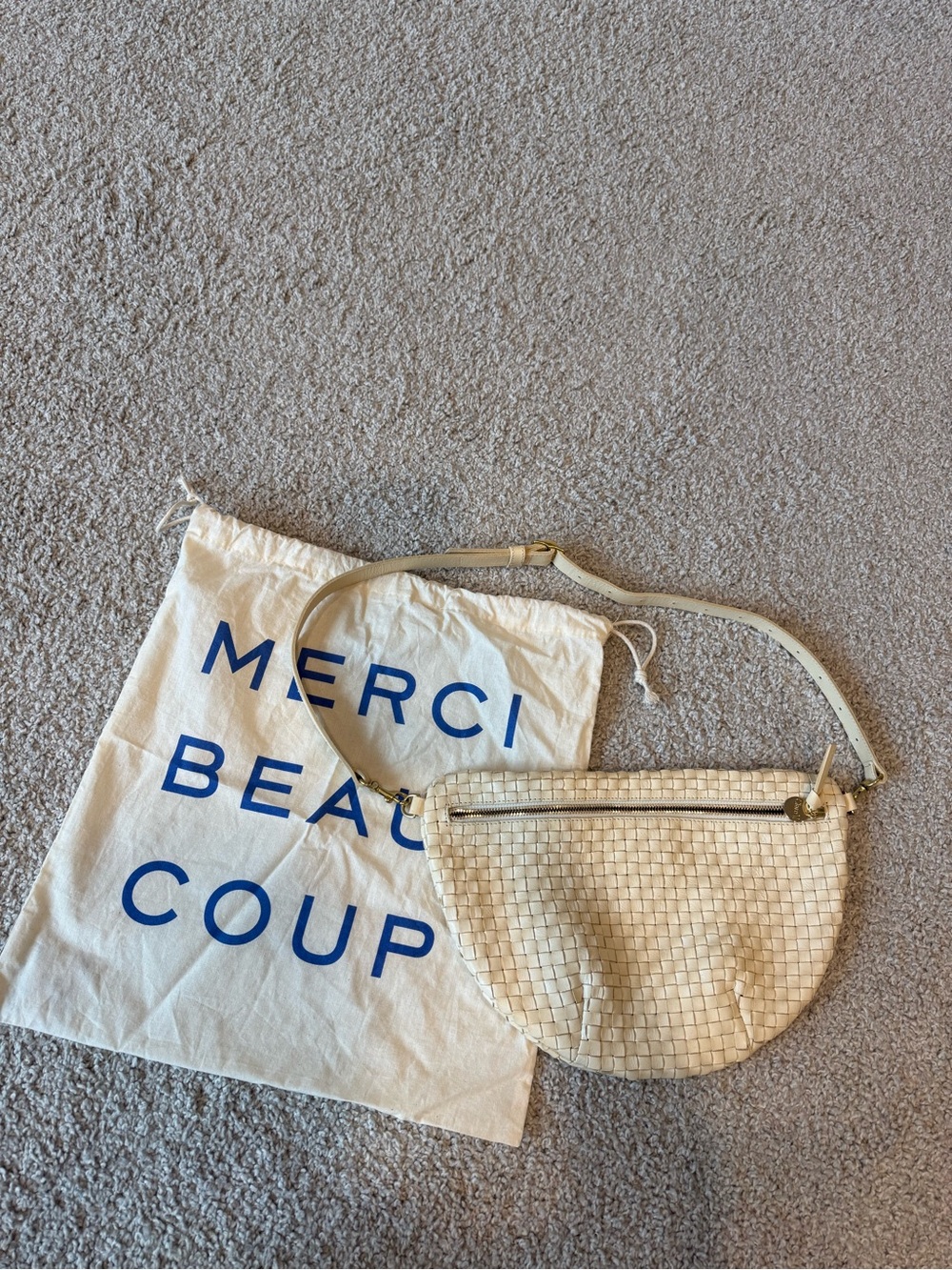 🤍 🤍 Clare V. Grande Fanny Woven Belt Bag in Cream Checker